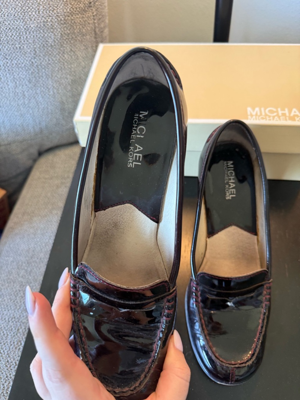 Michael Kors Women's Patent Leather Loafers in Deep Burgundy - Picture 5 of 7